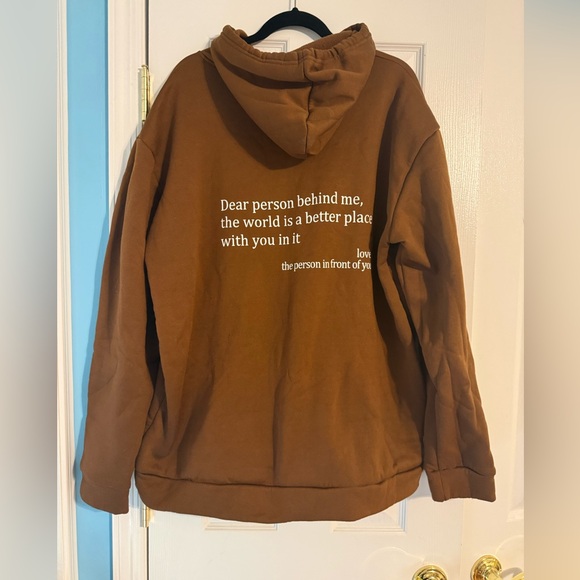 Brown Hoodie with Inspirational Text - Picture 2 of 3